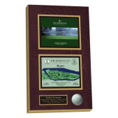 Hole in One Wall Plaque - Beauty Shot of hole with diagram of hole and ball mounted.