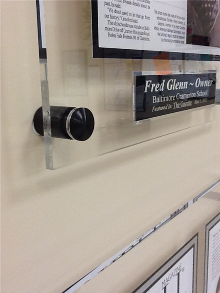Acrylic plaques w/ black mounting hardware
