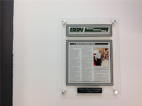 New Cast Acrylic Plaques from In The News Inc.