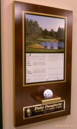hole in one plaque, hole in one plaques, scoreacard and ball hole in one sign, hole in one award