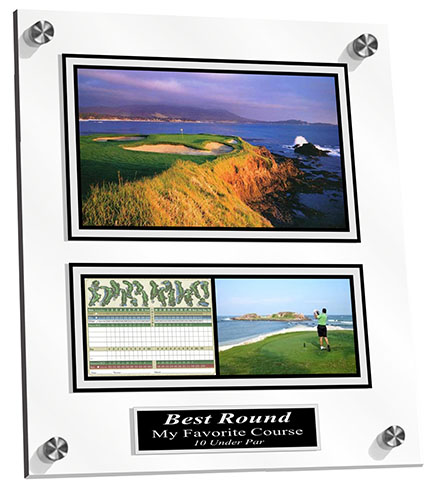 Display your favorite course or best round ever on an acrylic board with your photo! A great Golfers gift!