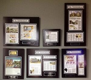 Aerial Development Group has had a lot of great press, which they've preserved with commemorative plaques featuring their favorite articles.