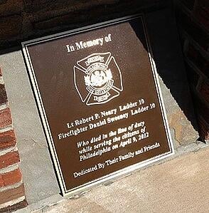 The names of two of Philadelphia's bravest will be forever engraved on this memorial plaque that was commissioned by the city of Philadelphia.